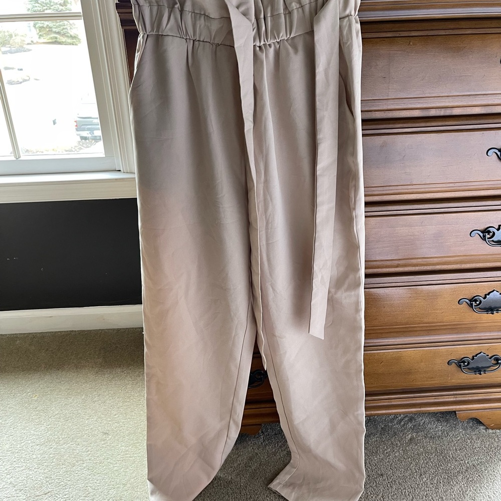 Paper bag waist khaki pants